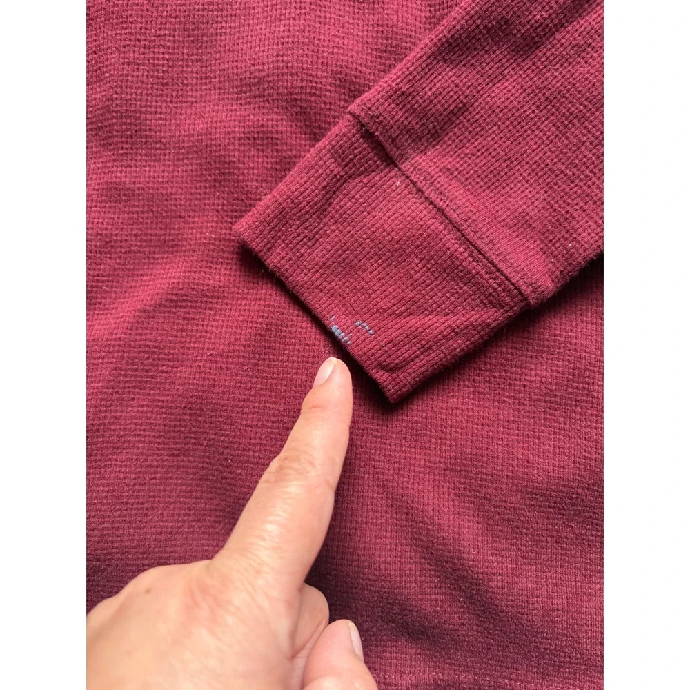 Boys The Children's Place Waffle Knit Henley Shirt‎ Size M 7/8 Burgundy as is